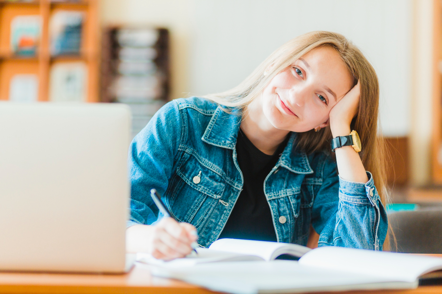 female student working