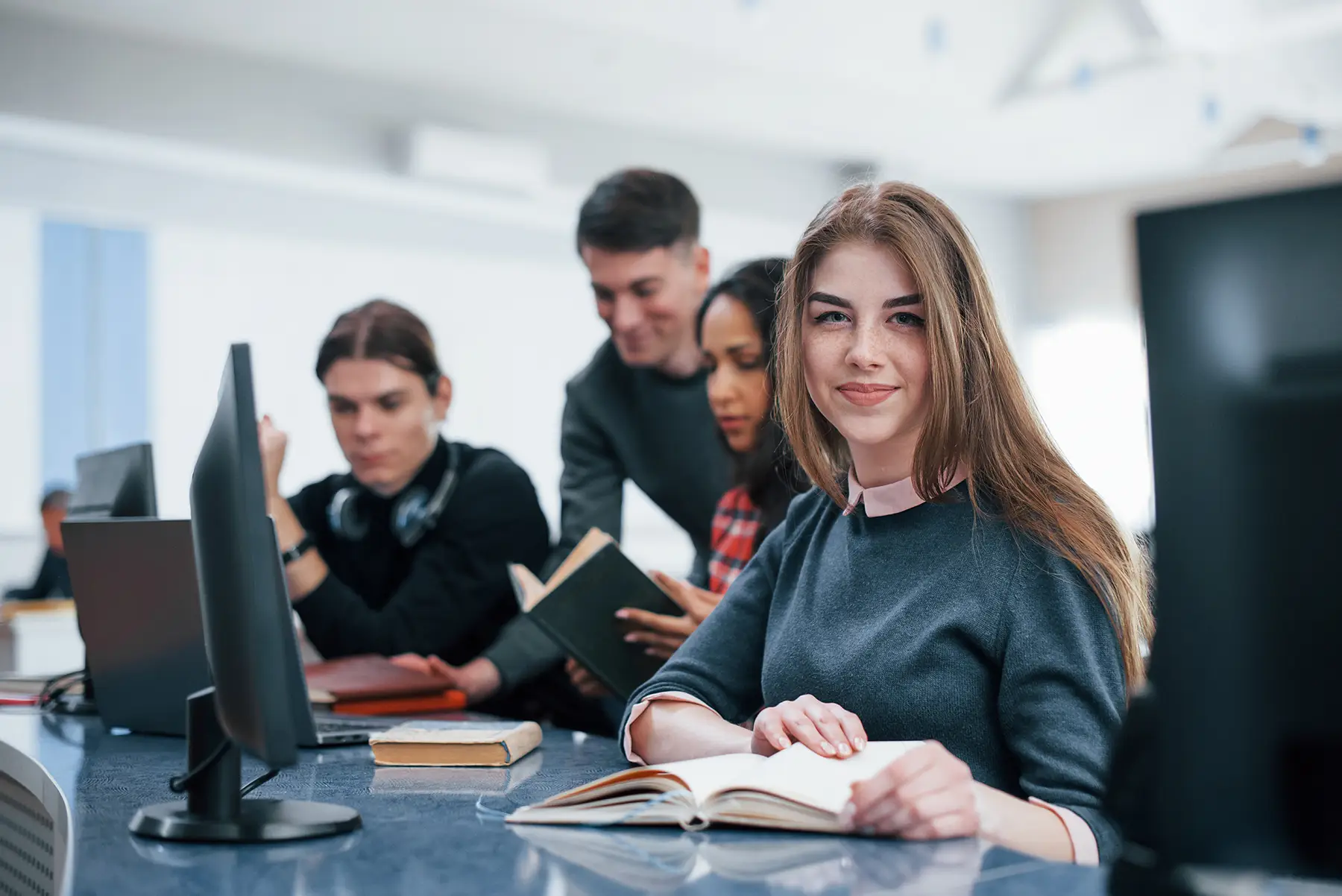 University students working hard